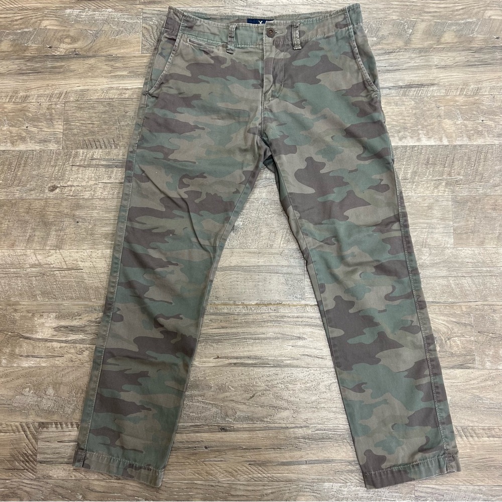 American Eagle Camo Slim Straight Chino Pants 29 x 30